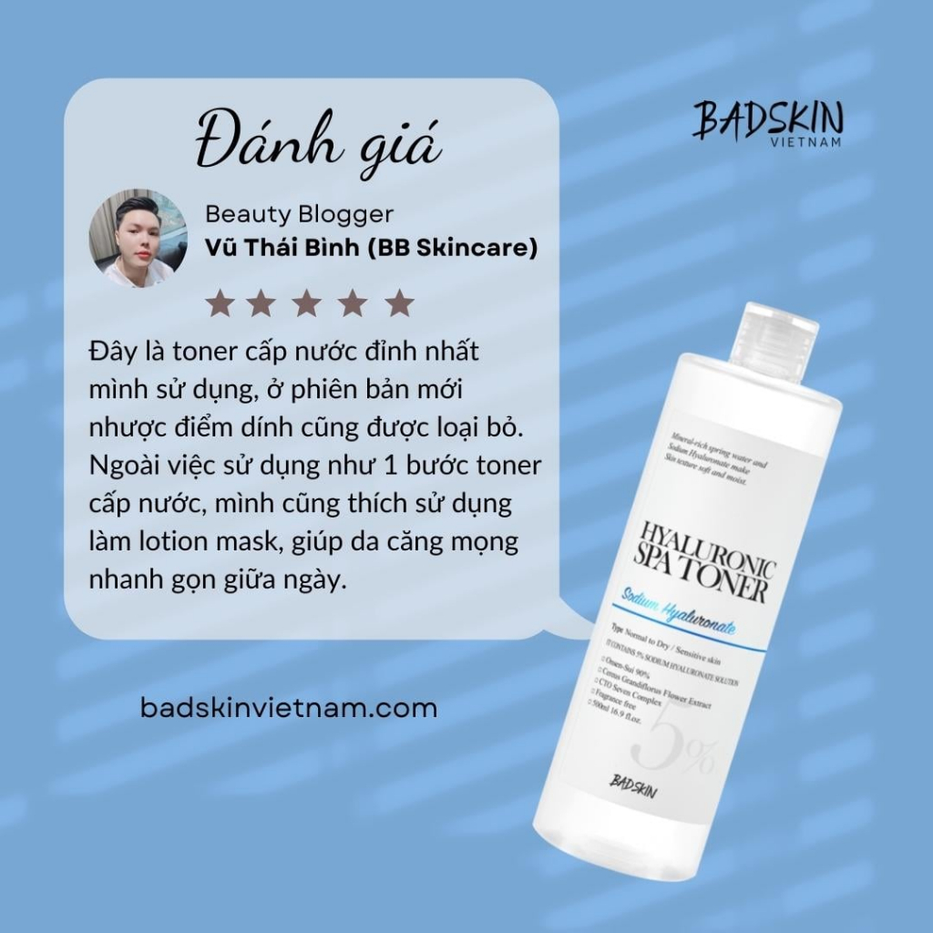 Ảnh Nước hoa hồng Badskin Hyaluronic Spa Toner 500ml 3