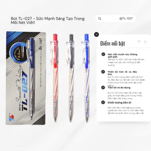 1 Cây Bút Bi Thiên Long TL-027 Màu ngẫu nhiên nha Đầu bi 0.5mm, sản xuất tại Thụy Sĩ
