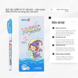 Bút Gel Điểm 10 TP-GELE01 xóa được thiết kế đơn giản và hiện đại Thân và nắp bút bằng nhựa trong