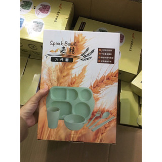 Khay đựng cơm lúa mạch gồm 6 chi tiết, khay chia nhiều ngăn