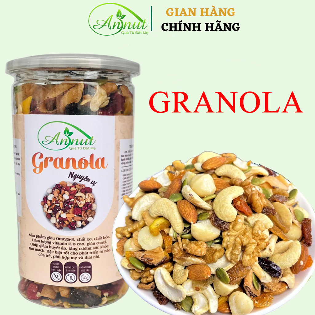 Granola siêu hạt ANNUT, ngũ cốc ăn kiêng giảm cân không đường healthy tốt cho gym, yoga