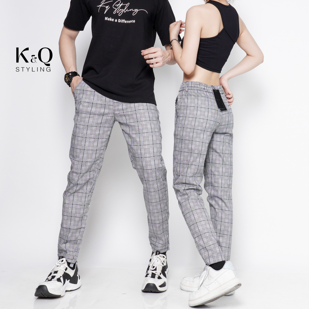 Ảnh Quần ống suông kaki cotton co giãn KQ STYLING caro cao cấp 1