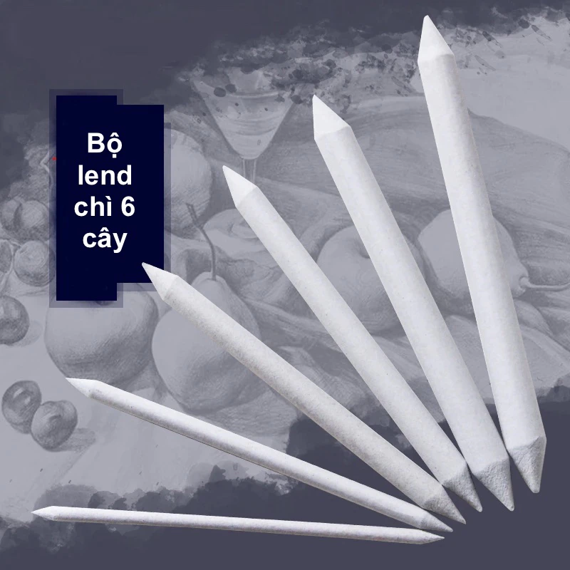 Bộ Di Chì 6 cây - Blend Chì Paper Blending Stump - Tập Vẽ, chân dung, nghệ thuật sáng tạo, mỹ thuật,