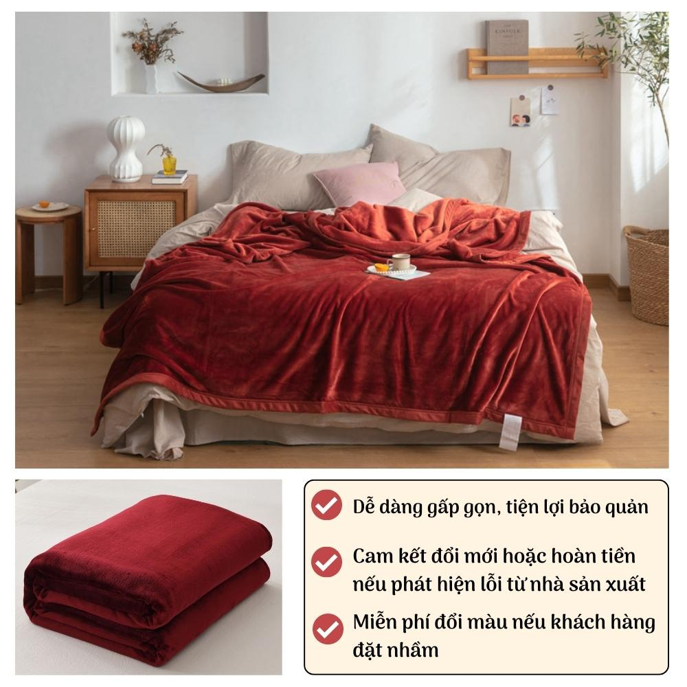 Chăn lông tuyết cao cấp mền văn phòng tuyết nhung siêu mềm mịn 2 lớp size 2mx2m2 nặng 1.5kg
