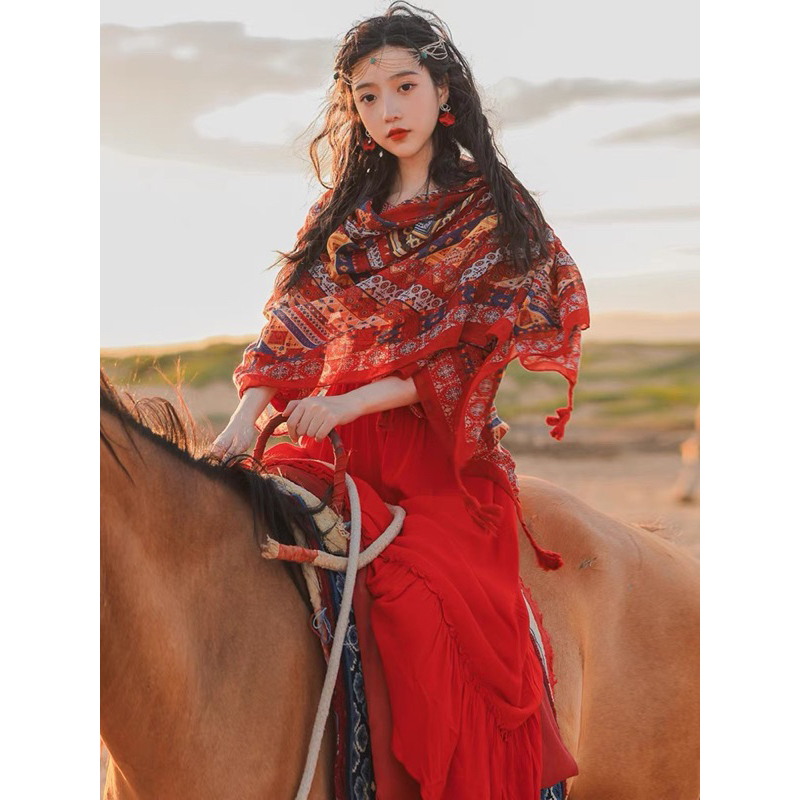 Đầm Thêu Hoa Vintage Bohemian Thời Trang Du Lịch Nữ