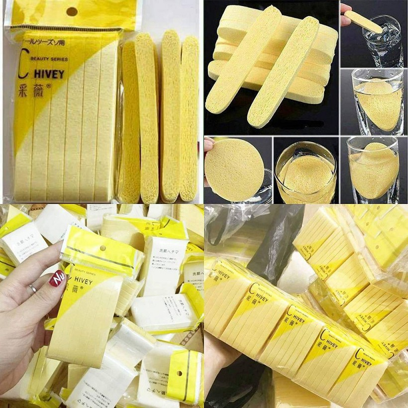 Mút Nở, Bông Mút Nở Rửa Mặt, Bọt Biển Nở Chivey Mềm Mịn, Thiết Kế Nhỏ Gọn Sử Dụng Tiện Lợi