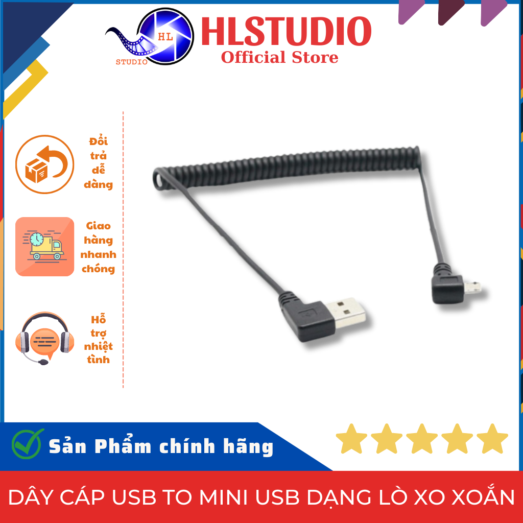Dây Cáp USB to Mini USB Dạng Lò Xo Xoắn HL Studio | Shopee Việt Nam