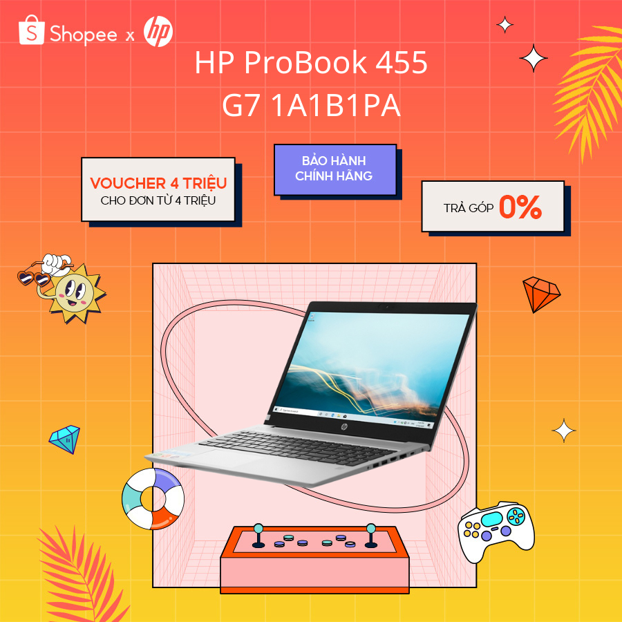 [Mã ELHP2TR5 giảm 12% đơn 18TR] Laptop HP ProBook 455 G7 1A1B1PA | R7-4700U| 15.6
