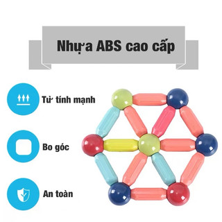 Combo Bộ Xếp Hình Nam Châm 64 Chi Tiết, Đồ Chơi Nam Châm Ghép Hình Gỗ Sáng Tạo Thông Minh Cho Bé 1 2 3 4 5 Tuổi Tư Duy