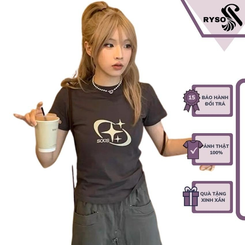 Áo Baby Tee Raplan in hình 3 sao chất liệu 100% cotton , Áo Thun Form Fit Phối Tay RYSO FASHION spe