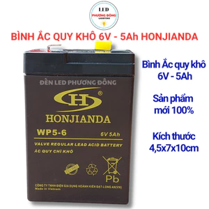 Bình lưu trữ điện 6v 5Ah HONJIANDA - bình chì khô cho quạt sạc, đèn khẩn cấp