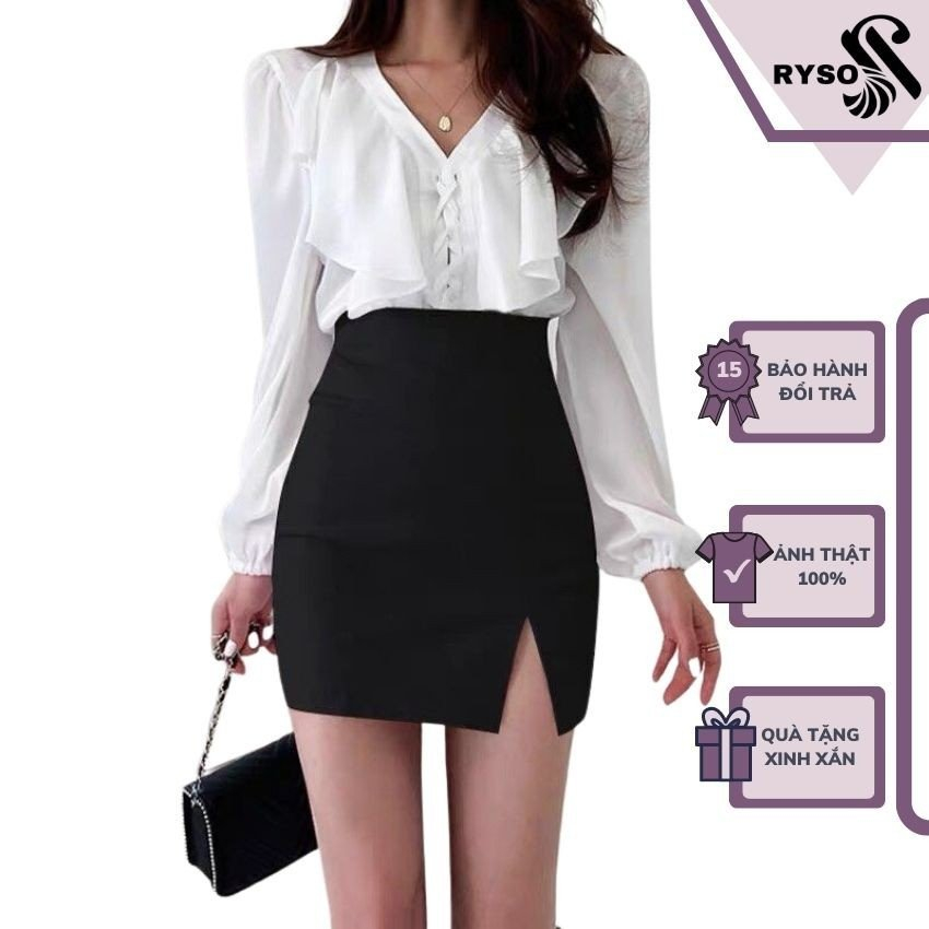 Chân váy công sở chữ A xẻ tà Ngắn/Lỡ/Dài chất mango cao cấp siêu nhẹ nhàng cho nữ nhiều mẫu RYSO FASHION spe
