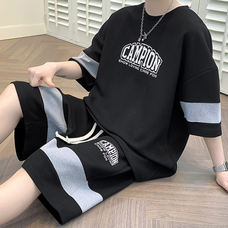 Set đồ bộ HappyFamily in chữ CAMPION năng động trẻ trung chất cotton 100 cao cấp