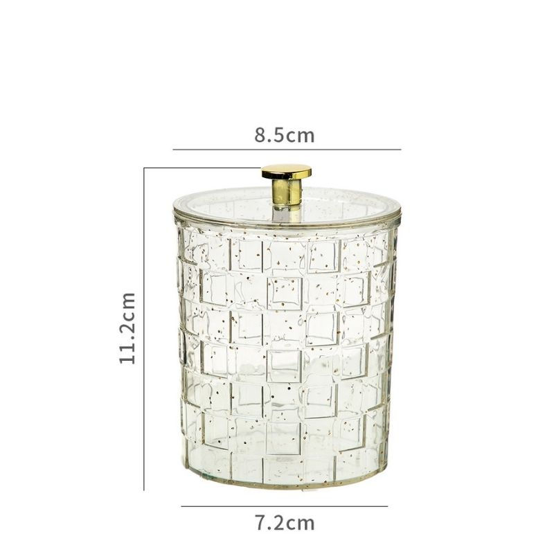 Hộp Đựng Đồ ENODA HOME Có Nắp Đậy, Hộp Đựng Bông Tẩy Trang, Phụ Kiện, Tăm Bông Ánh Nhũ Lấp Lánh R006