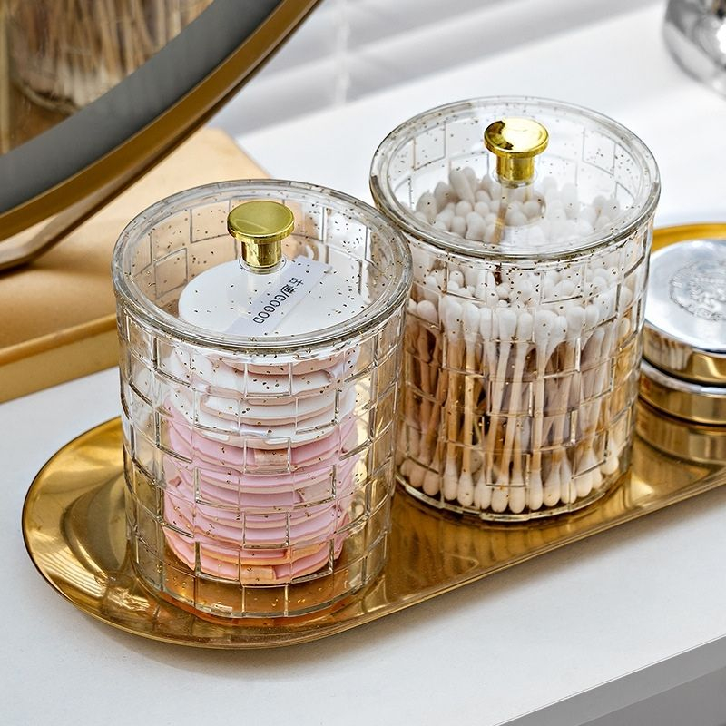 Hộp Đựng Đồ ENODA HOME Có Nắp Đậy, Hộp Đựng Bông Tẩy Trang, Phụ Kiện, Tăm Bông Ánh Nhũ Lấp Lánh R006