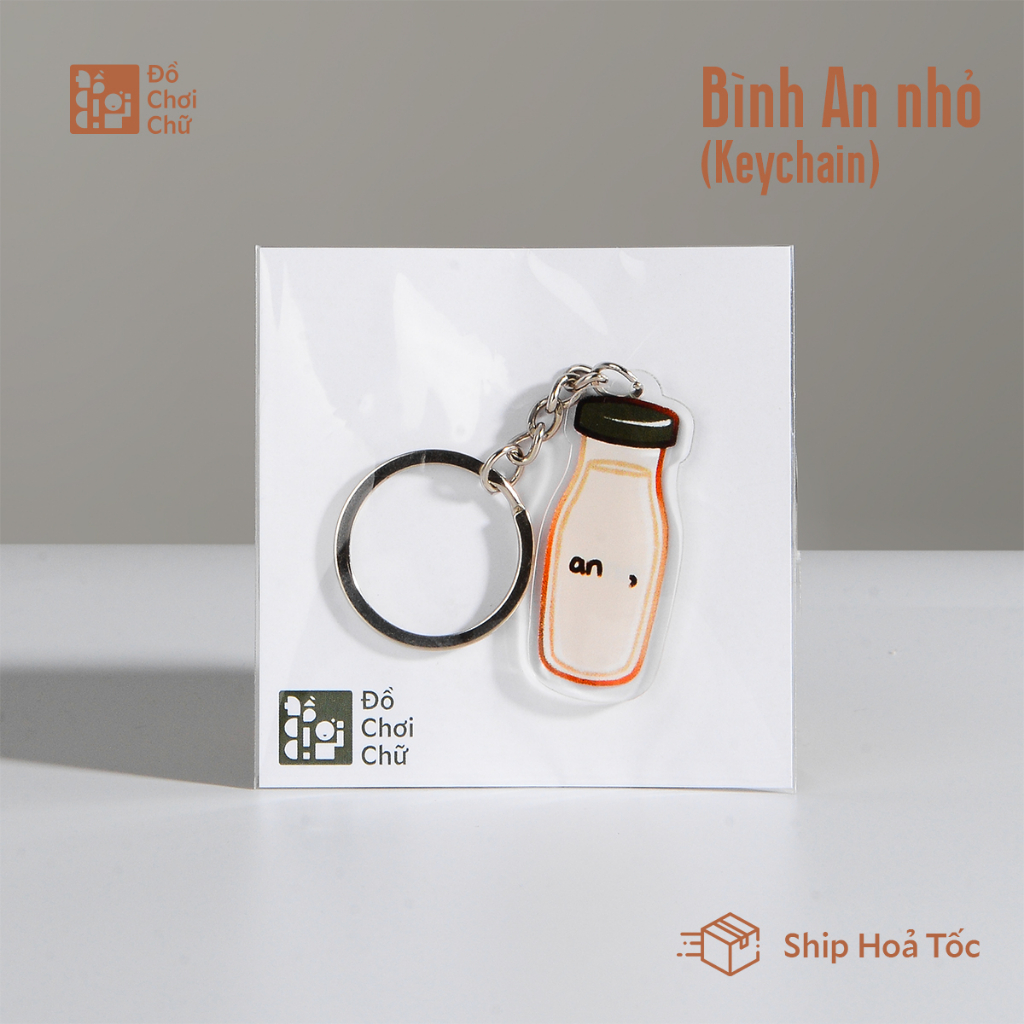 Móc chìa khóa in 02 mặt Bình An nhỏ Keychains cỡ 4cm treo chìa khoá phụ ...