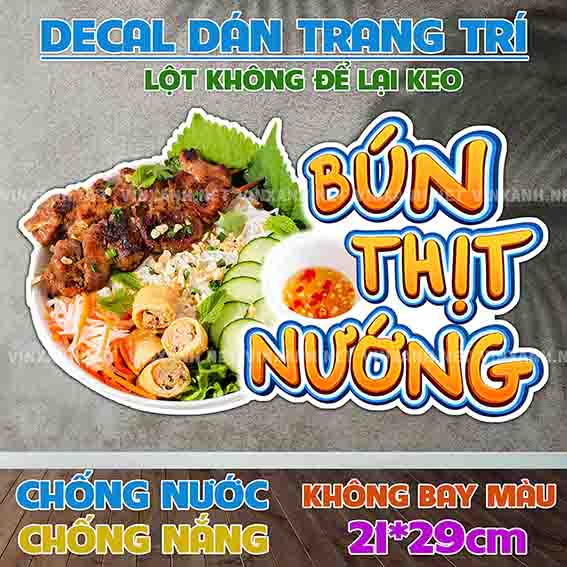 BÚN THỊT NƯỚNG decal dán trang trí tường, chống nước,không bay màu,dán ...