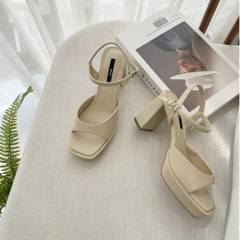 Giày sandal nữ MYSS quai ngang khoét đế đúp 9 cm cao cấp - SD191