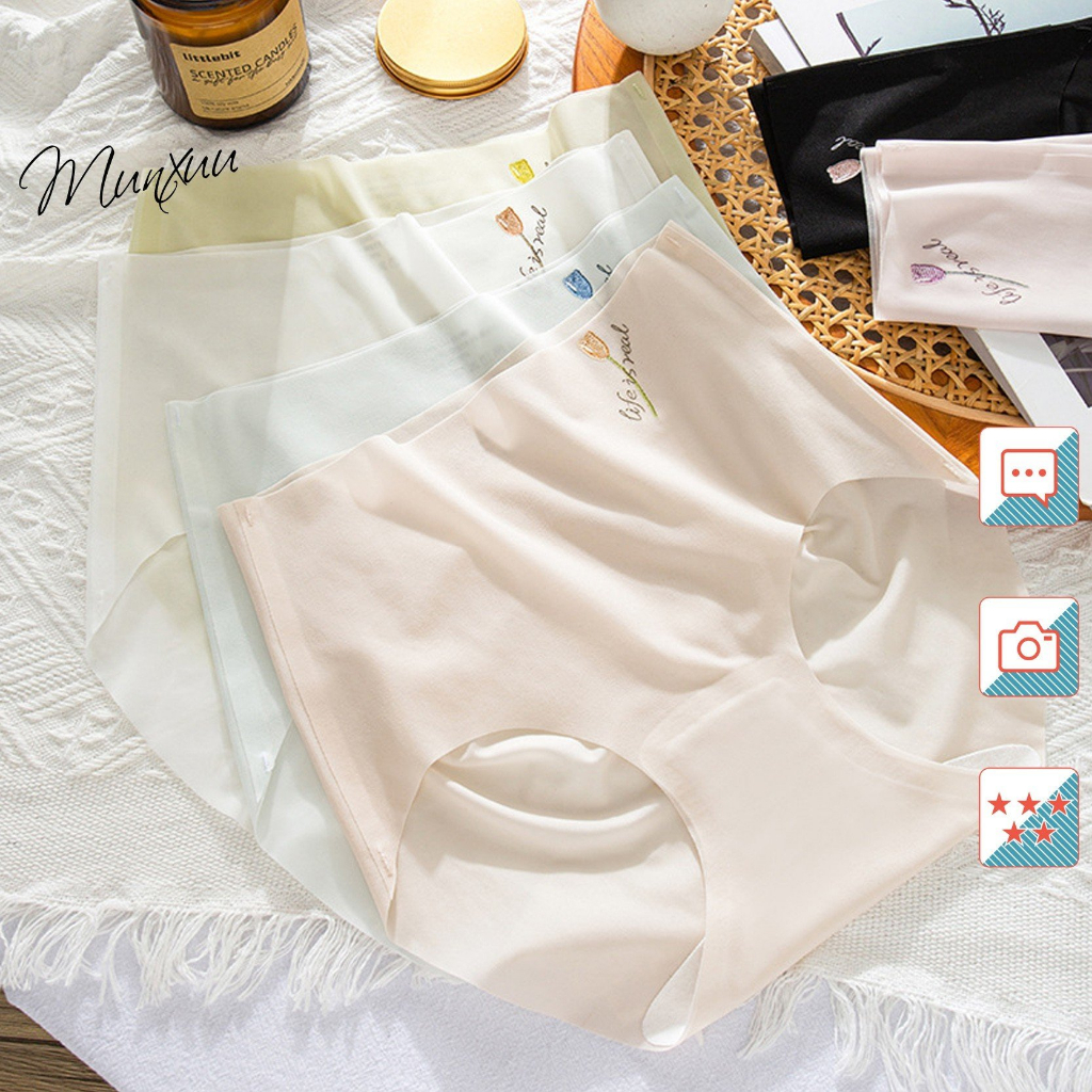 Quần lót nữ họa tiết hoa MUNXUU không đường may cạp cao tôn dáng chất su lụa băng xuyên thấu gợi cảm thoáng khí – QC151 spe