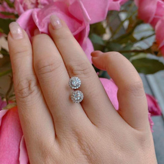 Bông tai halo kim cương moissanite có kiểm định thử bút kêu màu xanh và trắng (1 chiếc)