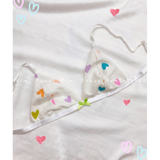 (Shop gửi Set trái tim) Set đồ lót áo bralette contton hoa nhí không gọng, mút