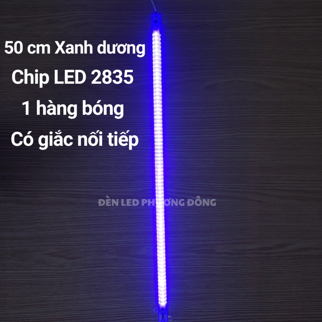 Combo 2 Đèn LED thanh 220V 1 hàng bóng 2835 - Trắng, Vàng, Đỏ, Xanh Lá, Xanh dương, Hồng 50cm