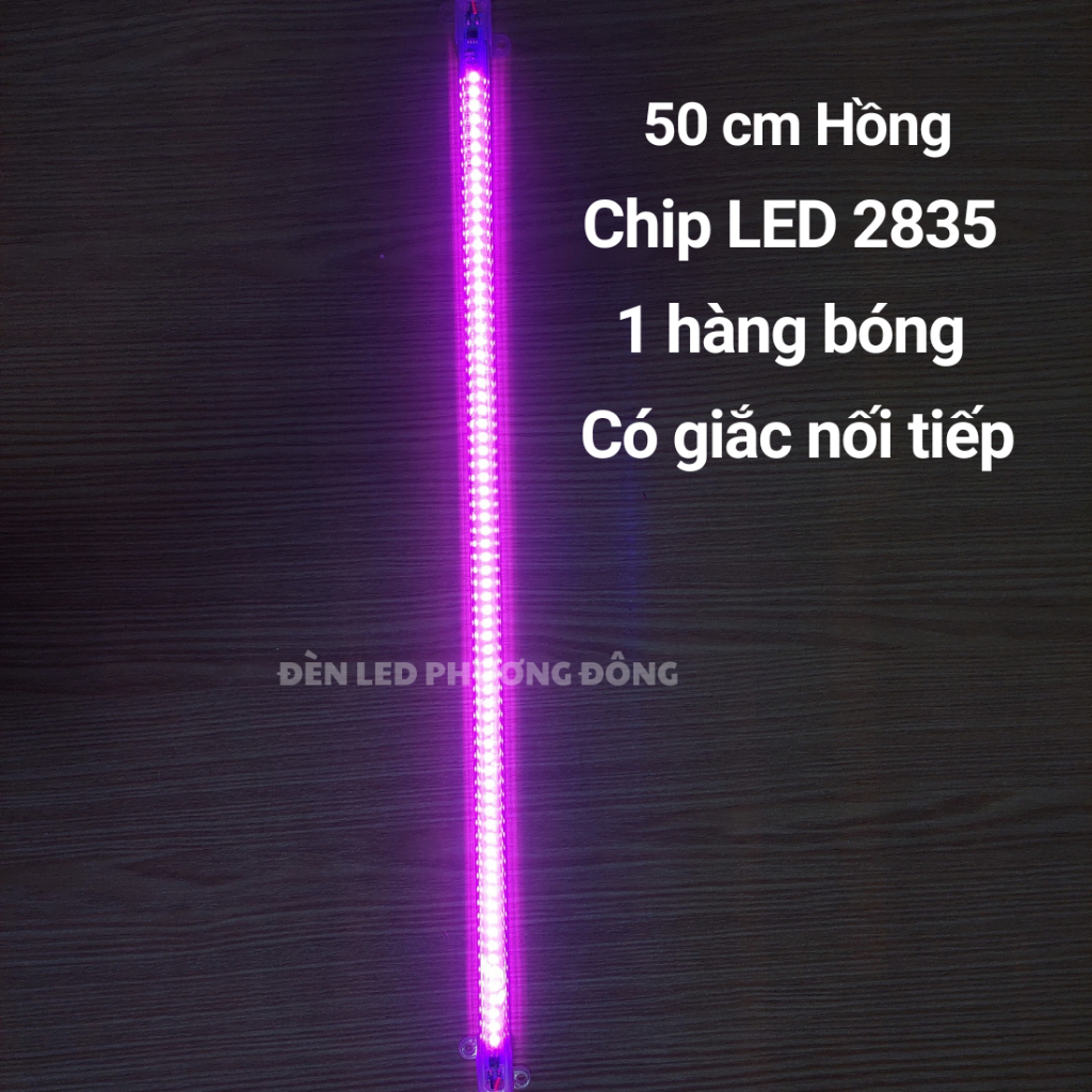 Combo 2 Đèn LED thanh 220V 1 hàng bóng 2835 - Trắng, Vàng, Đỏ, Xanh Lá, Xanh dương, Hồng 50cm