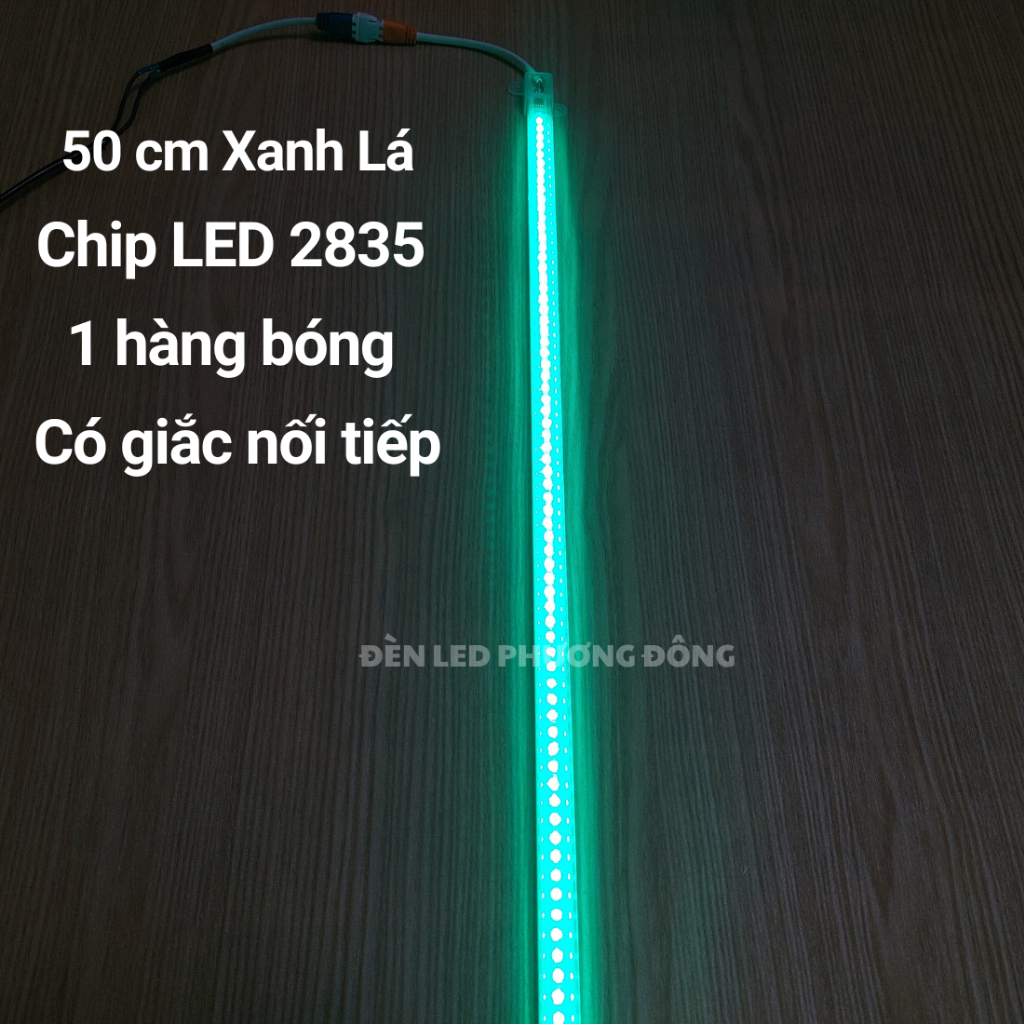 Combo 2 Đèn LED thanh 220V 1 hàng bóng 2835 - Trắng, Vàng, Đỏ, Xanh Lá, Xanh dương, Hồng 50cm