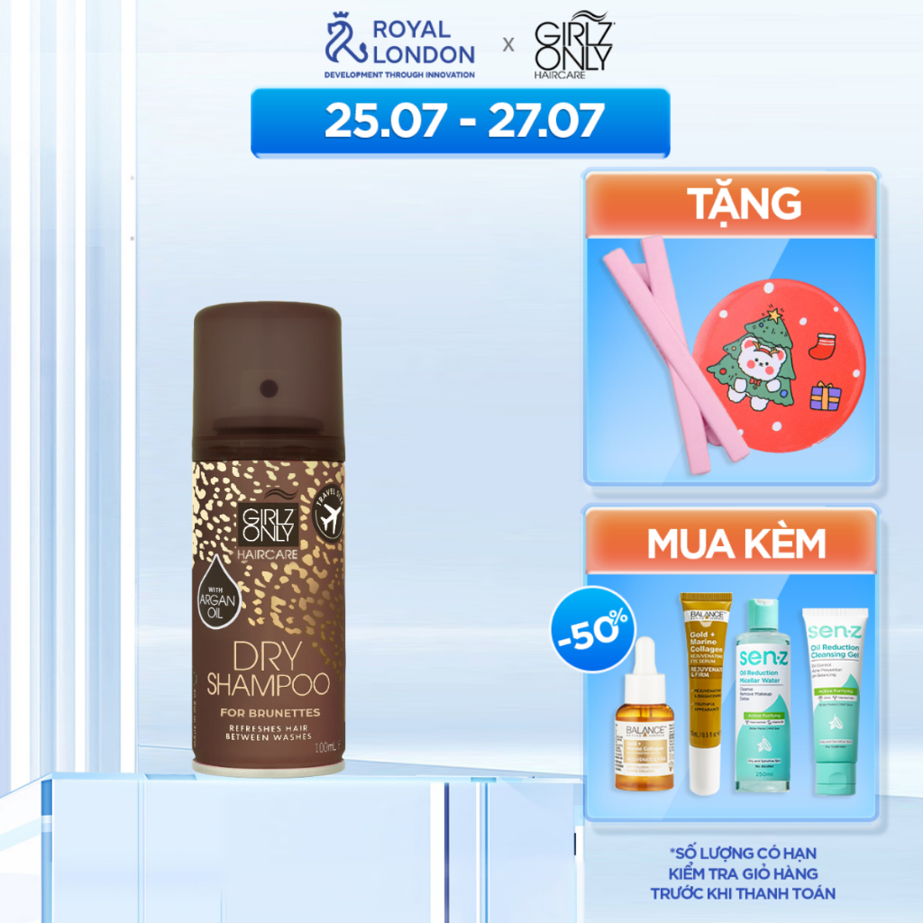 Dầu Gội Khô Dry Shampoo Girlz Only For Brunette (Nâu) Travel Size 100ml