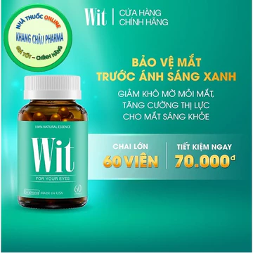 Viên uống bổ mắt Wit tăng cường thị lực, giảm mờ mắt hộp 60 viên & 30 viên
