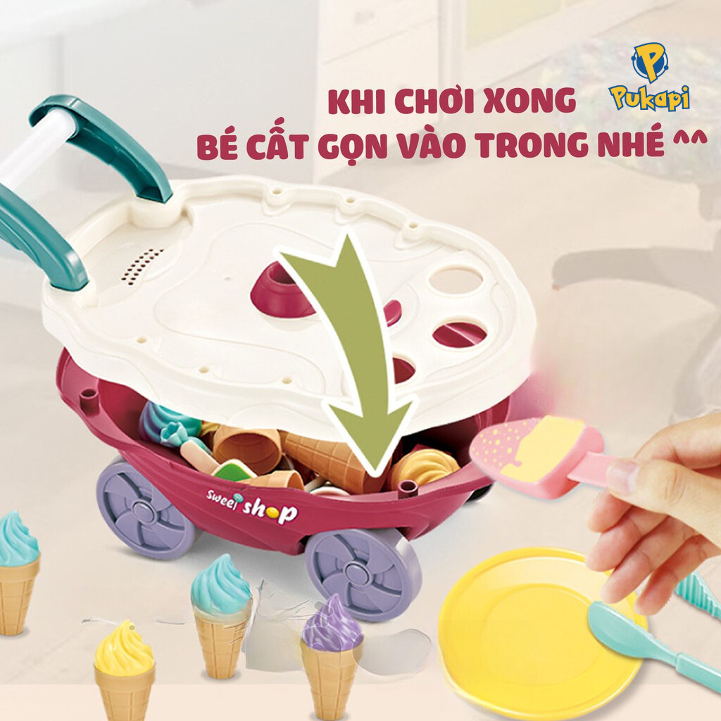 Đồ Chơi Xe Đẩy Bán Kem Cho Bé Đồ Chơi Quầy Bán Kem Đồ Chơi Xe Kem Cho Bé PUKAPI