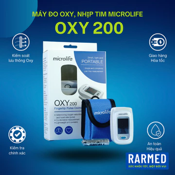 Máy đo nồng độ oxy trong máu SPO2 & nhịp tim Microlife Oxy 200 kẹp tay
