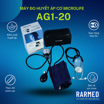 Máy đo huyết áp cơ Microlife AG1-20 gồm bộ đo và ống nghe huyết áp