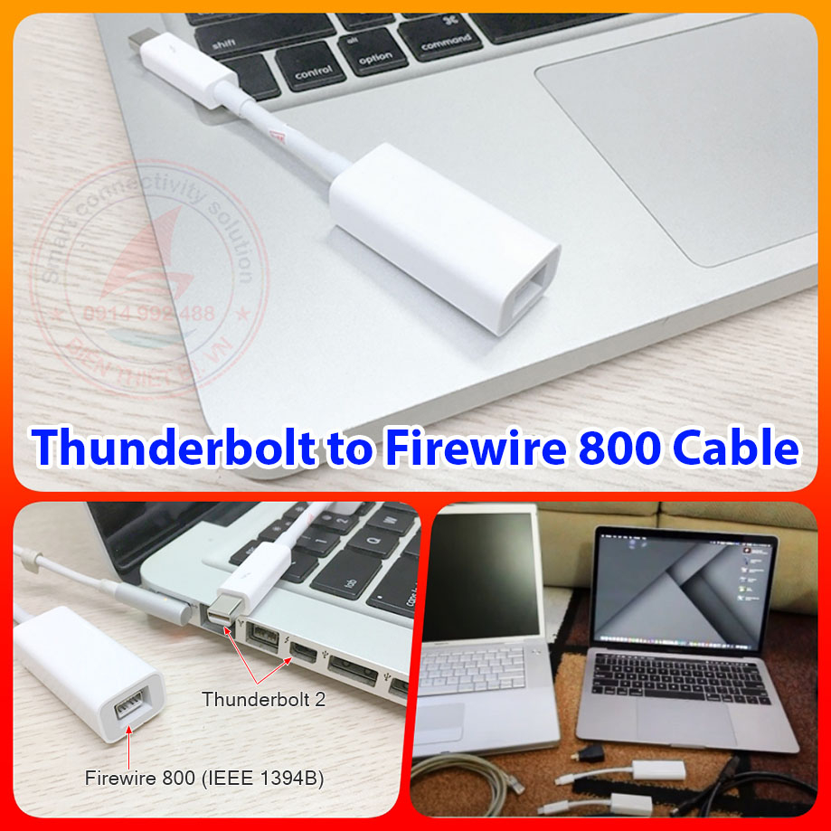 Cáp Thunderbolt to Firewire 800 Adapter chuyển đổi Thunderbolt 2 sang IEEE 1394B 9Pin cho Sound