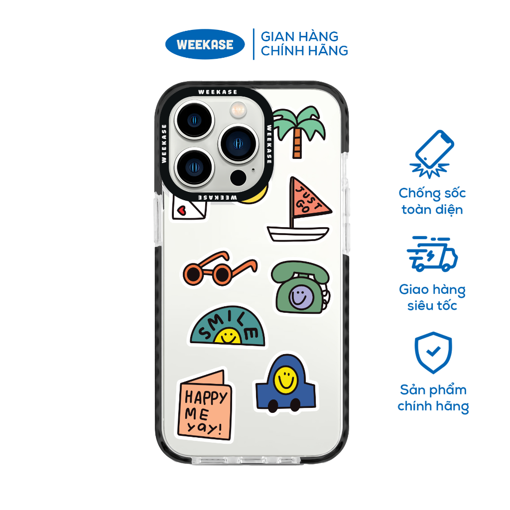 Ốp lưng iPhone viền trắng, đen chống sốc chống va đập Weekase in hình ...
