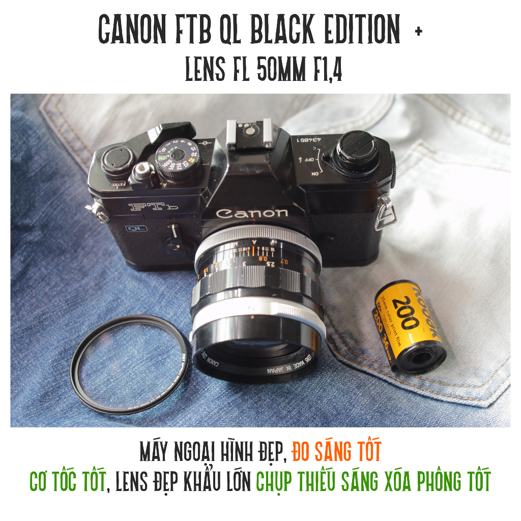 Máy ảnh film Canon FTb QL Black Edition hiếm + lens FL 50 f1.4 Shopee