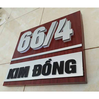 BẢNG, BIỂN SỐ NHÀ. Alu giả vân gỗ  + Mica, số nổi đế mica trong, ngoài trời
