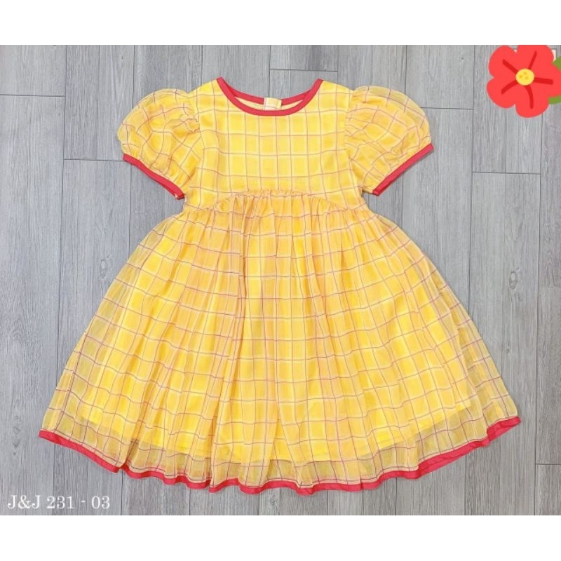 Váy Đầm Công Chúa Cao Cấp Xuất Hàn Jam & Jenny  Kẻ Caro Màu Vàng Tươi Cho Bé Gái 1-10T 10-35kg