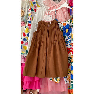 (Ảnh thật) Váy đầm maxi bé gái. Váy maxi xếp ly siêu nịnh dáng bé gái màu nâu tây size đại 10-43kg Sofia Candy