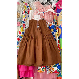 (Ảnh thật) Váy đầm maxi bé gái. Váy maxi xếp ly siêu nịnh dáng bé gái màu nâu tây size đại 10-43kg Sofia Candy