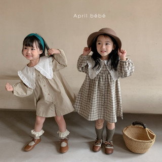 𝐀𝐩𝐫𝐢𝐥 𝐛𝐞́𝐛𝐞́ - Váy Babydoll bé gái mùa thu phong cách Hàn đơn giản kẻ caro