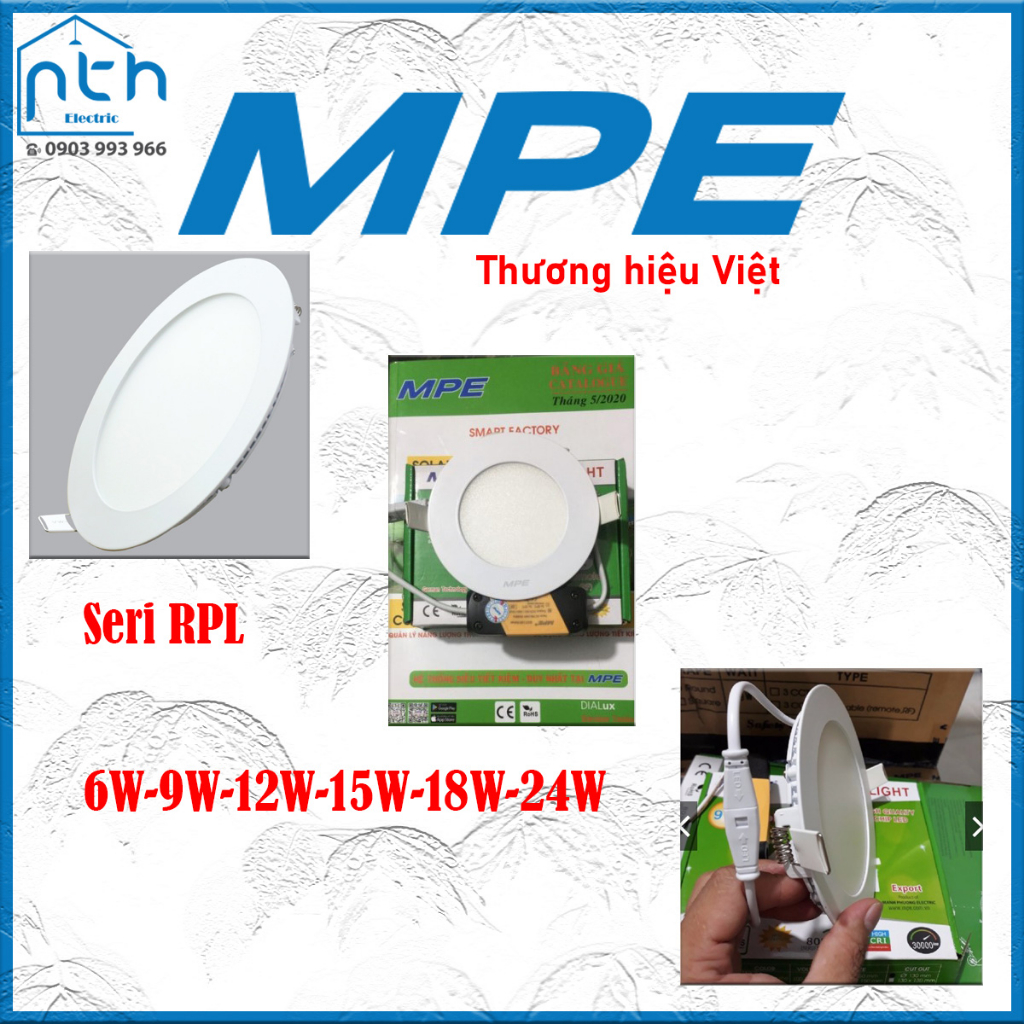 [CHÍNH HÃNG] Đèn led âm trần 9W RPL-9T/N/V MPE kích thước đục lỗ Ø130 ...