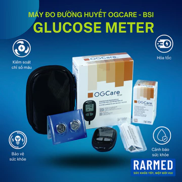 Máy đo đường huyết OGCare Ý máy đo tiểu đường Ogcare - Gồm bút, 10 kim + tùy chọn que