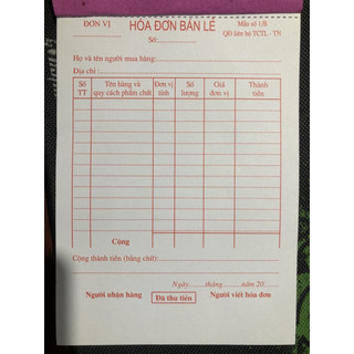 [Hỏa Tốc] Phiếu hóa đơn bán lẻ kt 13x19 cm ( 1-2-3 liên đầy đủ)