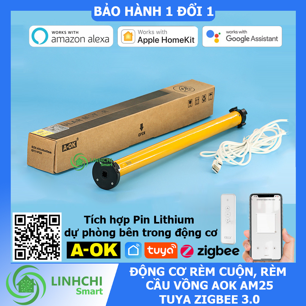 Động cơ rèm cuốn, rèm cầu vồng AOK AM25 Tuya Zigbee điều khiển từ xa ...