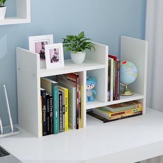 Kệ sách gỗ để bàn đa năng màu trắng lắp ghép tiện lợi decor bàn làm việc góc học tập