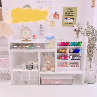 Kệ sách gỗ để bàn đa năng màu trắng lắp ghép tiện lợi decor bàn làm việc góc học tập