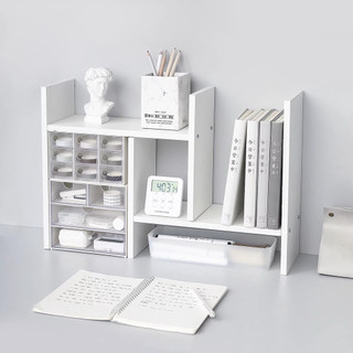 Kệ sách gỗ để bàn đa năng màu trắng lắp ghép tiện lợi decor bàn làm việc góc học tập