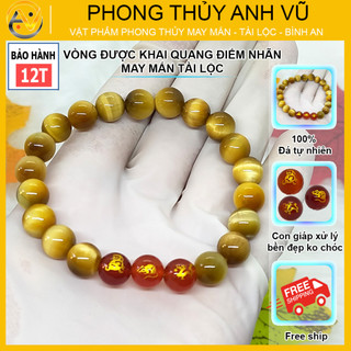 Vòng phong thủy mệnh kim tam hợp thân tý thìn - mắt hổ vàng nâu - size 8 10 12ly - may mắn tài lộc