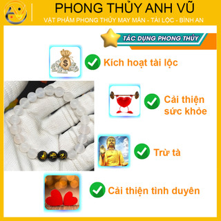 Vòng tay mã não trắng thân tý thìn - hợp mệnh thủy, kim - khai quang điểm nhãn - may mắn tài lộc